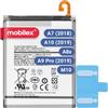 MOBILEX Batteria EB-BA750ABU per Samsung Galaxy A7 (2018) / A10 / M10 / A8s / A9 Pro (2019) | 3400mAh - OEM | Ricambio interno con adesivo | Capacità originale