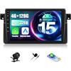 Zomolither Android 15 Autoradio per BMW E46 1999-2005, 9 Pollici HD Touchscreen Sensibile con Wireless CarPlay & Android Auto Senza Fili | 4GB RAM + 128GB ROM | GPS con Navigazione in Tempo Reale