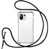 Vauki Cover con Cordino per Xiaomi 11 Lite 4G/5G/NE,Custodia con Laccio Collana Tracolla Trasparente Silicone TPU+PC Bumper Back Antigraffio Proteggere Case Corda per Xiaomi 11 Lite,Nero