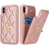 SailorTech iPhone XS Max Custodia con Portacarte per Donne, iPhone XS Max Telefono Custodia Anello Stand con Kickstand Carta di Credito Custodia Carino e alla moda per iPhone XS Max - Oro rosa
