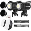 Godox SL-60W LED - Illuminatore a LED per video e Softbox 60 x 60 cm, stativo per luce, griglia a nido d'ape adatto per film, fotografia in studio , 2 pezzi