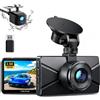 WOLFANG 2.5K Doppia Dash Cam Auto, Dash Camera IPS 3 con Grandangolo, 1440P+1080P FHD Telecamera, Visione Notturna,G-Sensor, WDR, Monitor di Parcheggio, Registrazione in Loop