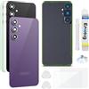 Enkeig Vetro Posteriore Sostituzione per Samsung Galaxy S23 Fe S711 Back Cover copribatteria + Kit di Riparazione(Viola)