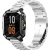 GIOPUEY 22mm Cinturini Compatibile con Blackview W60/W70 Pro/W80 PRO, Acciaio Inossidabile Cinturino [Resistente all'Usura] - Silver