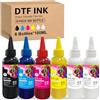 Yongairuink DTF - Inchiostro a pigmenti di alta qualità, 6 x 100 ml, per pellicole PET, per tutte le stampanti DTF con testine di stampa come DX5 DX7 5113 XP600 I3200, ecc. (1BK1C1M1Y2W)