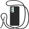 Jrkvniv Cover con Cordino per Samsung Galaxy A34 5G, Custodia con Laccio Collana Tracolla Collo Silicone Antiurto TPU Opaca Protettiva Case per Samsung A34 5G 6.5,Nero