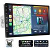 Podofo Autoradio 1 Din con Carplay e Android Auto, 1 Din Car Radio con 9 Pollici Schermo con Bluetooth, FM, SWC, Collegamento Speculare + Telecamera per Retromarcia