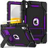Grifobes Custodia per iPad A16 di 11a generazione 11 2025/iPad 10a generazione 11 2022, resistente custodia antiurto di grado militare con portamatite per i Pad 11/10 (nero + viola)