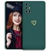 POUHYE Cover per Samsung Galaxy A51 Custodia Originale, Gomma Gel di Silicone Liquida Cover con Protezione Fotocamera, Morbida Sottile e Antiurto AntiGraffio Case con Motivo a Amore Cuore Verde scuro