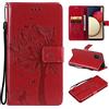 Fatcatparadise Cover per Samsung Galaxy A03S, Custodia Samsung A03S, Custodia Portafoglio a Libro in Pelle Flip Cover e TPU Silicone con Funzione Supporto Chiusura Magnetica per Galaxy A03S (Rosso)