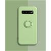 Alihtte Cover per Samsung Galaxy S10 con Anello Ruotabile a 360 Gradi, Moda Morbido TPU Silicone Case Antiurto supporto per auto Custodia per Samsung Galaxy S10 Matcha verde