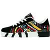Generic GLDFW - Scarpe da corsa sportive da uomo, in tela, stile geometrico, con lacci, alla moda, con stampa graffiti, scarpe da skate da uomo, Nero , 44 EU