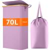 Lifewit Cesto Portabiancheria Salvaspazio, Cesta Biancheria Sporca con Coperchio, Porta Biancheria Sporca Slim per Bagno, Laundry Basket per Camera da Letto, Bagno, Lavanderia, 70 L, Viola