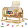 VEVOR Tamburo per Biglietti della Lotteria 295 x 167 mm, Gabbia Girevole per Lotteria con Maniglia Rinforzata e Supporto, Capacità 2500 Biglietti o 100 Palline, Colore Dorato, per Giochi di Fortuna