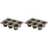 Crealys Candy 513013 - Stampo per 6 dolcetti, in Silicone, 20 x 15 x 5 cm, Colore: Grigio (Confezione da 2)