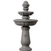 Teamson Home Fontana per uccelli, 99 cm, 2 livelli, vasca piatta, effetto pietra, grigio chiaro e flusso d'acqua delicato per il giardino