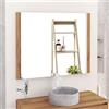 Baikal Specchio da bagno, specchio con lato in legno. Opzione con e senza LED. Stili che si adattano al bagno o a qualsiasi stanza della casa. 100 x 80 cm Laterale Legno Teka