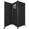 VOUNOT® Separe Divisorio Interno a 3 Pannelli in Metallo, Paravento Pieghevole Autoportante Privacy per Salotto, Camera da Letto e Ufficio, 262 x 30 x 173 cm, Antracite