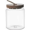 HOME DECO FACTORY, KA0260, Barattolo in Vetro con Coperchio in Acacia, Design Moderno ed Elegante, Ideale per la conservazione degli Alimenti, Facile da Pulire, H10 cm, Marrone Trasparente