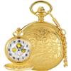 Tiong Vintage Bronzo/Argento/Oro/Nero Orologio da Tasca al Quarzo per Uomini Numeri Arabi Quadrante Bianco Orologi da Tasca da Uomo con Catena, 62-oro--R, Retrò