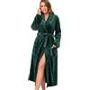 RONGTAI Accappatoio da donna in pile, caldo e lungo, camicia da notte, Verde smeraldo, Medium