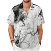 Tamiger Camicia a maniche corte da uomo con stampa marmorizzata bianca nera leggera traspirante casual per le vacanze estive, Nero , 7XL