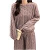 AHUFGN Pigiama Donna Invernale Pigiama in Velluto Corallo Completo in Pile di Lana da Donna Caldo Pigiama in Peluche Set Completo for Il Tempo Libero Imbottito Imbottito Autunno Inverno(Purple)