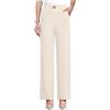 Generic Pantaloni da donna a vita alta, lisci come la seta, morbidi e confortevoli, tessuto traspirante, Beige, L