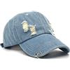 Nanwansu Unisex strappato invecchiato Denim anello Baseball Cap Hip Hop Vintage Papà Cappello regolabile, Blu, taglia unica
