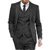 AeoTeokey Uomo Vintage Abito 3 Pezzi Tweed Spina di Pesce Blazer per Cerimonia da Sposo con Colletto a Punta Testimone, grigio., XL