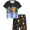 Gaifully Set pigiama da bambino con maglietta a maniche lunghe e pantaloni, top e pantaloncini, abbigliamento da notte per bambini 5-12 anni, Nero , 7-8 Years
