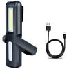 HTBAKOI Lampada Portatile LED Ricaricabile Officina, Lampada da Lavoro Ricaricabile Torcia Auto Luce USB Doppia Illuminazione LED+COB con Base Magnetica e 360 ° Gancio per Garage e Emergenza （Nero）