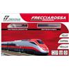 PRESTIGE & DELUXE Pista Trenitalia Frecciarossa ERT 500 Scala 1:43 con luci e Suoni - Treno Giocattolo 2 locomotive 2 vagoni e 3 tracciati binari- Funzionamento a Batteria + portachiave cubo