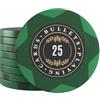 Bullets Playing Cards Carte da Gioco Bullets, 25 x fiches da Poker in argilla Adriana per set da Poker, vari valori, diametro 4 cm, peso 14 g (confezione da 25)