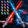 VATOS 2PCS Spada Luminosa Ricaricabile per Bambini, 15 Colori Cambiabili 2 in 1 Retrattile LED Luce Fino Giocattolo Sciabola per Halloween Dress Up Parties, Natale, Cosplay Combattenti di Guerra