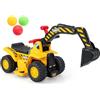 COSTWAY Escavatore Elettrico per Bambini, Ruspa con Vano Clacson ed Effetti Sonori, Canestro da Basket Pieghevole e 3 Palline, Giocattolo per Scavare per Bambini 2 Anni +