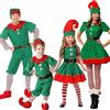 Generico Natale Set Famiglia Costumi Bambina Costume da Elfo Vestito Ragazza Carnevale Gonna Cappelli Calzini Santa Costume per Natale Carnevale e Cosplay