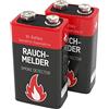 ANSMANN 2x Batterie alcaline per rilevatori di fumo incendi - Pacchi batterie 9V per sensori movimento allarme rilevatore CO - E-Block Longlife