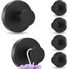 Zaxiva Suction Cup Hooks Nero, No-trapano Adesivo Gancio Accappatoio Doccia per Bagno Cucina, 6 Pezzi in Acciaio inox Riutilizzabile Rimovibile Ganci Ventosa per Doccia Appeso Asciugamani, Portata 5KG