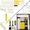 YuLiMirich Set di rulli colorati con asta telescopica, set da 18 pezzi con asta telescopica da 1,2 m, rotolo da pittore, pennello e vaschetta per vernice, rullo per pittura da parete, soffitto