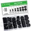 GA1FSL 200 pezzi, passacavo in gomma, colore nero, per protezione cavi, barca, auto, camper, canalina per cavi, cavo auto (7 dimensioni)