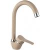 Generico Miscelatore Monocomando Cucina con Canna Alta Girevole a 360°, Rubinetto Lavello in Granito Colore Biege/Avena, Design Moderno Ergonomico