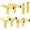TAILONZ PNEUMATIC 8PCS 10mm Brass Hose Barb Set, Gomito ad angolo retto a 90 gradi L, connettore del tubo dell'aria a Y, connettore del tubo a T, multiuso carburante/aria/acqua/olio/gas/acqua