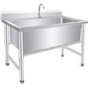 Generico Lavandino autoportante in acciaio inox con rubinetto per garage, Autoportante Lavandino Multiuso Lavamani Industriale Ristorante Commerciale Garage Cucina Lavanderia Esterni Industriale (120*60*80)