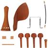 Dilwe Set di Accessori per Violino 4/4 - Giuggiola Legno Parti Con Mentoniera, Tuning Piroli, Colonna di Coda, Tavola di Corde, Corda di Coda, Sughero