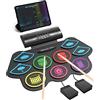 OYAYO Tamburi elettronici, 9 cialde, batteria elettronica pieghevole, con bacchette, set elettrico portatile, con Bluetooth, per bambini, principianti compleanno e regalo