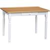 k koma Alder - Tavolo da pranzo in pino massiccio, con cassetto, colore bianco e miele, 50 x 70