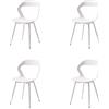 HJhomeheart Sedia da Pranzo Moderna, Set di 4 Sedie, Sedia da Cucina con Gambe in Metallo, Sedia da Ufficio in Stile Scandinavo, Design con Schienale Vuoto (Bianco + Bianco)
