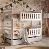 Kids Collective Letto a soppalco 80x180 | 90x200 cm con 2 cassetti Letto a castello con protezione anticaduta e rete a doghe, trasformabile in 2 letti per bambini, in legno massiccio bianco 80x180 cm da 3 a 12 anni