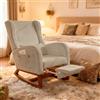 HYNHXBP Poltrona a Dondolo Ergonomica, con Braccioli e Tasche Laterali, Sedia da Allattamento con Cuscini, Struttura in Legno Massello, Chaise Longue per Soggiorno o Camera da Letto (Grigio)